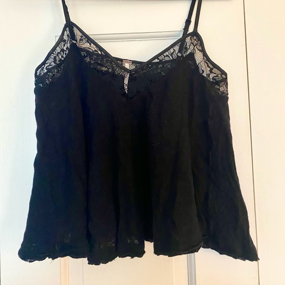 Free People Black Camisole With Lace Detailing